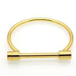 Joyería Diseño de moda Pulsera de tornillo de herradura Oro Plata Rosa Negro Pulseras de acero inoxidable Brazaletes para hombres Mujeres Brac276d