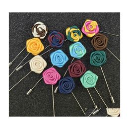 Bijoux Mode Fleur Broche Épinglettes À La Main Boutonnière Bâton Avec Des Fleurs En Tissu Pour Gentleman Costume Porter Hommes Accessoires Drop Dhinb