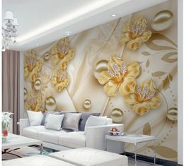 Sieraden bloemen 3D esthetische TV achtergrond muurschildering 3d behang 3d behang voor tv achtergrond6598087
