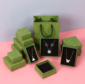 Sieraden fruit groene dozen kartonnen oorringboxen met deksel lint spons kussen voor sieraden geschenken display