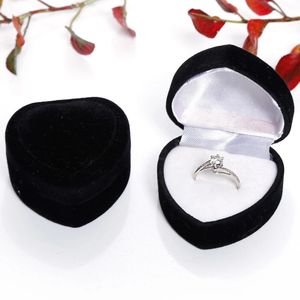 Sieraden geschenkdoos kas hartvormige ring geschenken dozen doelen fluweel oorbellen ring organizer cases display pakket