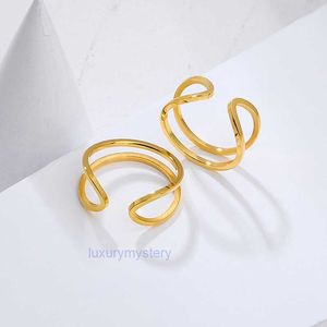 Sieraden cadeau GOUD VERGELDEN Simple Double Hollow Design Open Finger Ring For Women Geometric Charm Accessoire