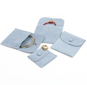 Sieraden geschenkverpakking envelop tas met snap knabbelen stofdichte ketting armbanden ringen zakjes gemaakt van parel fluweel roze blauwe kleuren groothandel