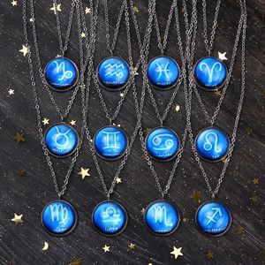 Sieraden cadeau vrouwen mannen twaalf sterrenbeeld hanger kettingen universe planeet sieraden glazen kunst foto handgemaakte ketting