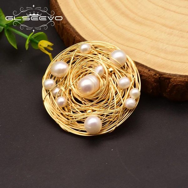 Bijoux Glseevo Natural Eau douce Baroque Pearl Broches For Women Party Wedding Gift Peps and Brooches Luxury Fine Jewelry GO0331