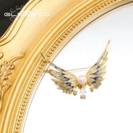 Bijoux Glseevo Design Unique Fashion Angel Wings Wings Brooch Cornite Corsage Elegant Temperment Delicate Suit Office Broches Broches Bijoux