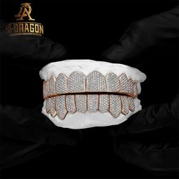 Jewelry Grillz Plata 10k 14K 18K Honeycomb personalizado Moissanite Grillz Baguette Baguette Brillante VVS Gold Grilliz