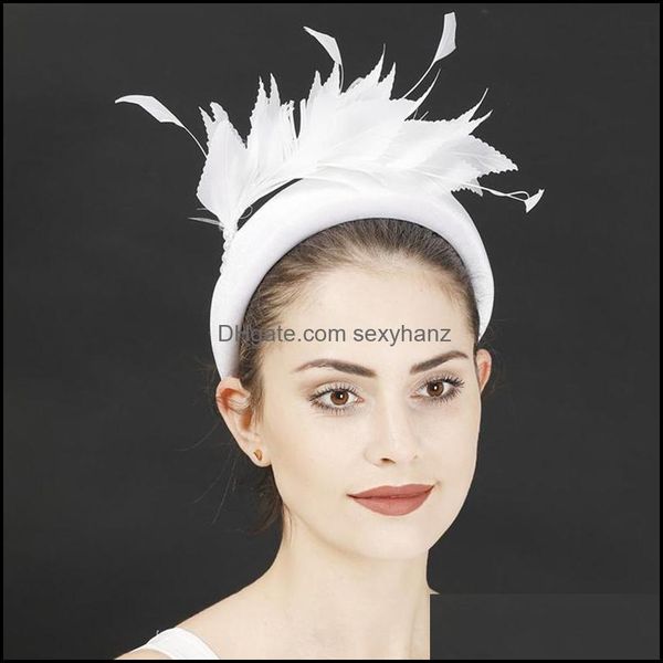 Joyería Pinzas para el cabello Pasadores Diadema de plumas Elegent Retro Mano de obra exquisita Sombreros para mujeres y niñas Fiesta de té de boda Ea Drop D