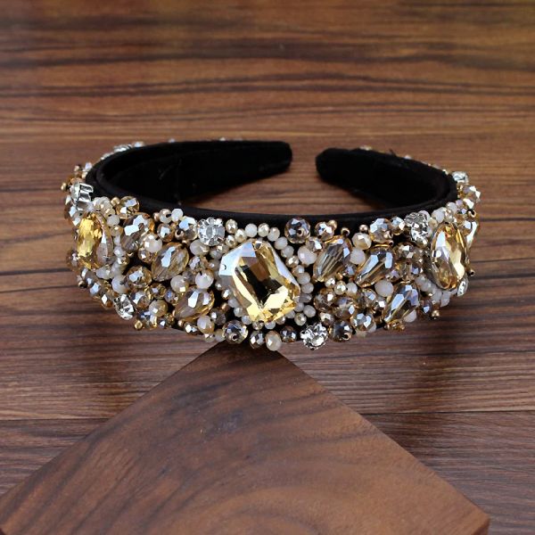 Bijoux faits à la main élégant luxe Champagne cristal perles bandeaux strass coiffure Diamante bandeaux pour femmes charme cheveux bijoux