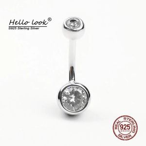 Sieraden hellolook 925 sterling zilveren navel piercing barbell navel ring dubbele zirkoon navel ring body piercing sieraden