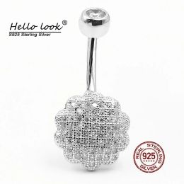 Bijoux Hellolook Cubic Zircon Piercings Purcings Pure 925 Sterling Silver Belly Buttton Ring pour femmes Belly Dance Bijoux de piercing