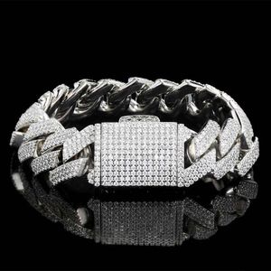 Sieraden Hip Hop 18mm Diamant Drie Rijen Cubaanse Ketting Grof Koperen Set Zirkoon Herenarmband