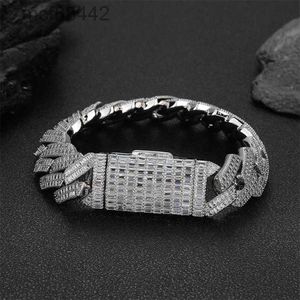 Bijoux Bracelet hip hop 20 mm double rangée T-carré Zircon Diamond Cubain Chaîne épaisse