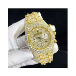 Joyería Hip Hop moda esfera cuadrada VVS diamantes bisel para hombres relojes mecánicos de diamantes reales