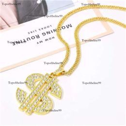 Jewelry Hip Hop Gold Chain Collier Men et femmes US Dollar Symbole Diamond Pendant Édition originale