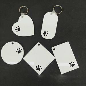 Joyería hueca huellas de animales llaveros de madera dura rectángulo en blanco MDF sublimación llavero con transferencia de calor Kit de fabricación