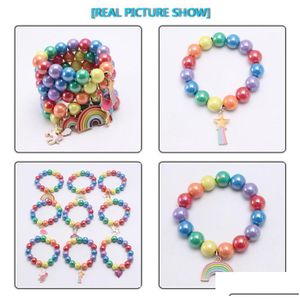 Jewelry Ins 12 Styles Kids Bracelet Colorf Beads Sirène Flamingo Charmes mignon Design Princess For Girl Drop Livrot Baby Maternity AC DHBJR