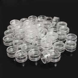 Jewelry Jars 50pcs 2.5 ml Caja de almacenamiento de perlas de plástico transparente Pequeño contenedor redondo Reducken Cajas de organizador 221205