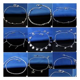 Sieraden Sieraden 925 Sterling Sliver Enkel Voor Vrouwen Voet Ingelegd Zirkoon Enkelbanden Armband Drop Levering 2021 Hxltk Dhnh5