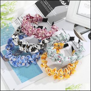 Sieraden sieraden mode bloemenprint hoofdbanden voor vrouwen meisjes dot fold ontwerp haarbanden oversized ringhaar aessoires drop levering 2021 h5