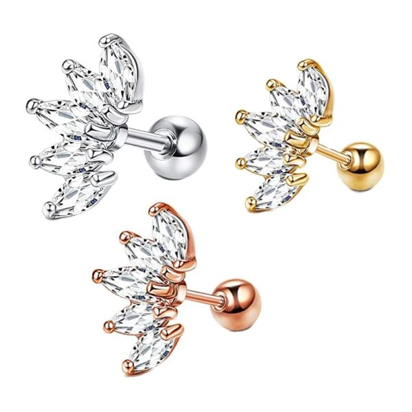 Joyería JUNLOWPY Pendientes de cartílago de oreja de acero inoxidable 16G CZ Helix Tragus Studs Pendiente para mujer Piercing con barra Joyería corporal 50 piezas