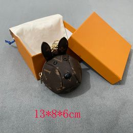 Bijoux Porte-clés Porte-clés Tête de Lapin Porte-clés Marron Fleur Cuir Hommes Femmes Sacs à Main Sacs Bagages Accessoires Amoureux Pendentif De Voiture Fermeture Éclair Porte-Monnaie 13x8x6cm