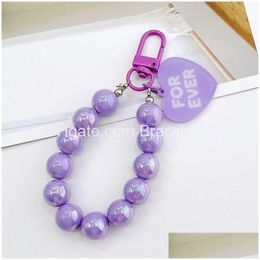 Jóias Crianças Candy Color Beads Love Heart Keychain Phone Key Ring Charm Gifts Drop Delivery Baby Maternity Accessories Otsai