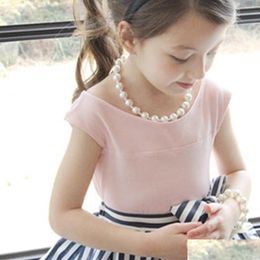 Joyas para niños Juego de perlas románticas para niños Pulseras de collar de cuentas Similadas