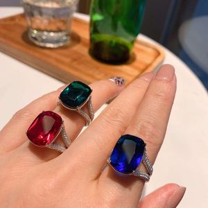 Sieraden Koreaanse editie Instagram Trendy en modieuze imitatie Kleurrijke schat Precisie ingelegde levende ring