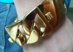 Bijoux grand grossier 316L en acier inoxydable or Miami Cuban Link Chain Bracelet Bracelet Heavy énorme 32 mm 24cm 94 pouces Mens Link2284081