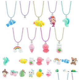 Sieraden Sieraden voor kleine meisjes Kralenketting Ring Cartoon Dier Uil Dinosaurus Vlinder Hangers Beste vriend Vriendschap Feestartikelen Dr Dht5E