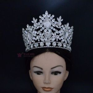 Bijoux luxueux strass diadèmes couronnes de concours complet rond coiffure bijoux de mode accessoires de cheveux pour beauté femmes Mo260