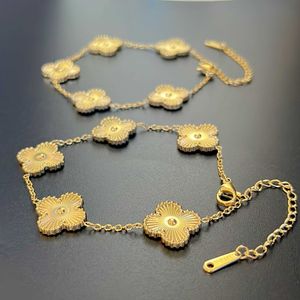Bijoux Bracelet de luxe Chaîne de créateurs Vanca Kaleidoscope 18k Gold Van Clover Bracelet avec cristaux étincelants et diamants Cadeau parfait pour les filles KSKC