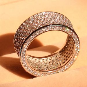 sieraden luxe volledige 320 stuks witte topaas gesimuleerde diamant diamonique 10KT wit goud gevuld GF gesimuleerde diamanten trouwring ring 297E