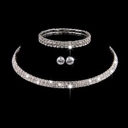 Schmuck Luxus dreiteilige Sets Brautschmuck Halsband Halskette Ohrringe Armband Hochzeit Accessoires Mode Stil Verlobung Part238Z Dhukd