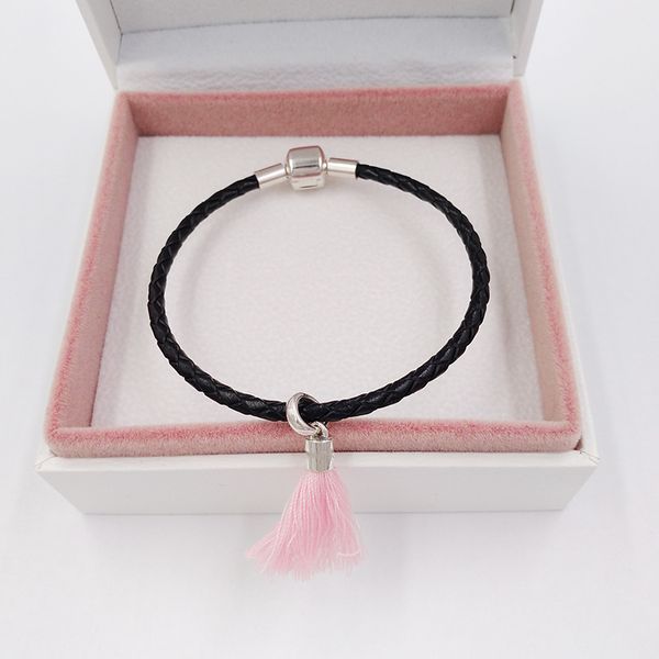 kits de fabricación de joyas 925 cadenas de plata cuentas Pandora jewlery Bright Pink Fabric Tassel Charms pulsera de la amistad de las mujeres para collares personalizados para hombres DIY 797212CBP