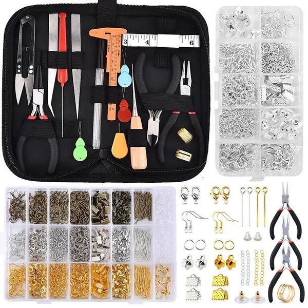 Kit de fabricación de joyas kit de altura de altura anillos de salto abierto broches de langosta beads de bricolaje herramientas de joyería accesorios 240418