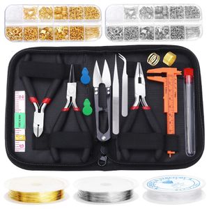 Kit de fournitures de bijoux avec des outils de bijoux équipement équipement pour les bijoux faisant la réparation de la fabrication avec des tweezrs de perles de fil de fil 240418