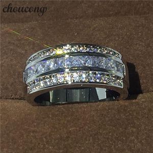 Sieraden Mannelijke Ring 3mm 5a Zirkoon Cz Wit Goud Gevuld Party Engagement Wedding Band Ring Voor Mannen Maat 5-11 J190716236F