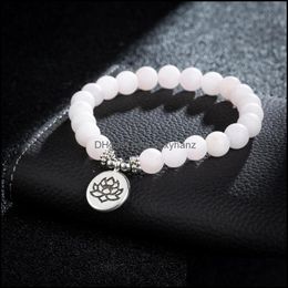 Sieraden matstenen lotus charme stretch armbanden vrouwen trendy levensboom om gemediteerde chakra yoga kralen, strengen drop levering 2021 pjs