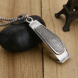 Bijoux hommes barbier pendentif 14 or mode coupe de cheveux rasoir collier en argent pour hommes boîte chaîne