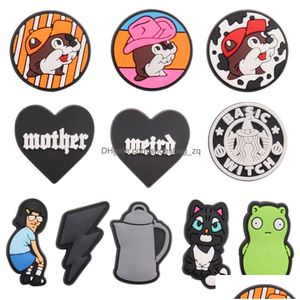 Joyas MOQ 20pcs PVC Cartoon Kawaii Heart Girl Girl Girl Lightning Kettle Cat Shoe Accesors Decoración Decoración para Clog Bracele Dhrmn