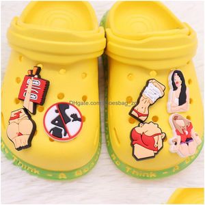 Joyas MOQ 20pcs PVC Cartoon Mujer Don No Touch Garden Slipper Hebilla Adorable Accesorios para los encantos de pulsera Botón Girls G Dhlic