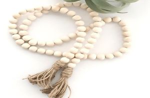 Bijoux en bois naturel gland perle chaîne chaîne fait à la main en bois ferme décoration perles chanvre corde décor à la maison suspendus M12038314613