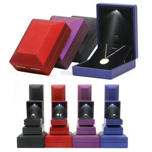 Sieraden ketting armband ring box case houder geschenk met led verlichte geschenkdoos bruiloft box accessoires Whosales