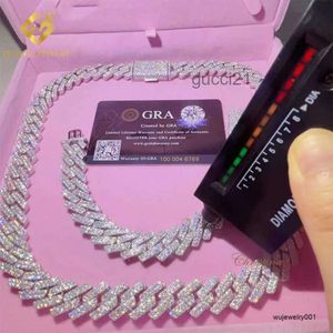 Sieraden Ketting Kettingen voor Mannen Ketting 15mm Moissanite Armband Zilver Cubaanse Link Pass Diamond Tester Gra Vvs 0265