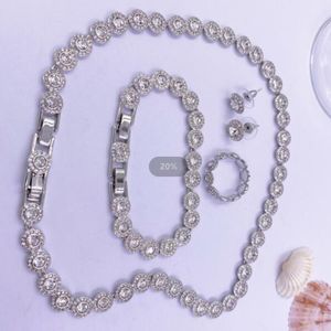 Sieraden ketting oorbellen ringset legering sieraden verjaardagscadeau jubileumcadeau edelsteen ketting