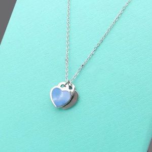 sieraden ketting T Dubbel Hart Liefde Ketting Perzik Hart Hanger Titanium Stalen Slot Botketting Valentijnsdag Cadeau Gepersonaliseerde Mode