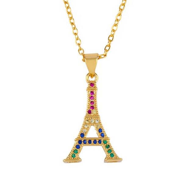 Colliers de bijoux Pendants Eiffel Tower Romance Chain Chain Collier Zirconi Bijoux Crystal Crystal CZ Fashion Charm W34H