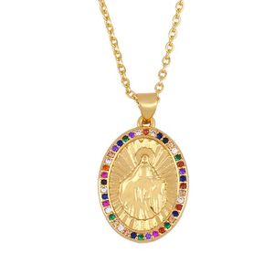 Colliers de bijoux Pendants Virgin Mary Cross O Collier de chaîne Zircone Jewelry Cumbic Crystal Cz Fashion Charm Sh35H